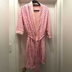 Kate Spade flamingo pink short bathrobe, polka dots